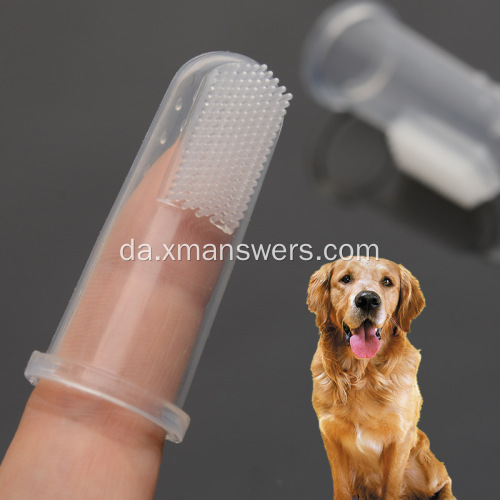 Pet Finger Tandbørste Silikone Gennemsigtig blød børste